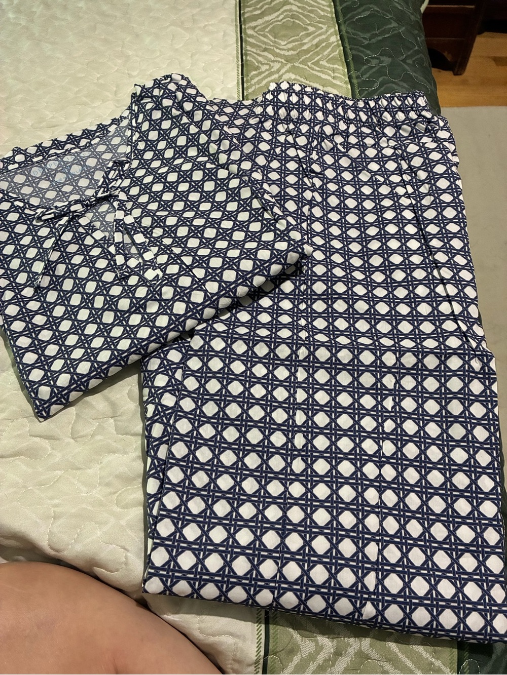 Draper James Navy and White Geometric Pajama Set